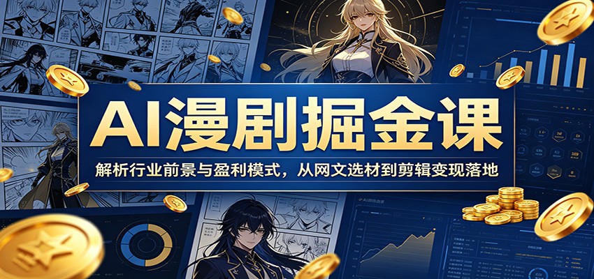 AI漫剧掘金课：解析行业前景与盈利模式，从网文选材到剪辑变现落地-旺仔资源库