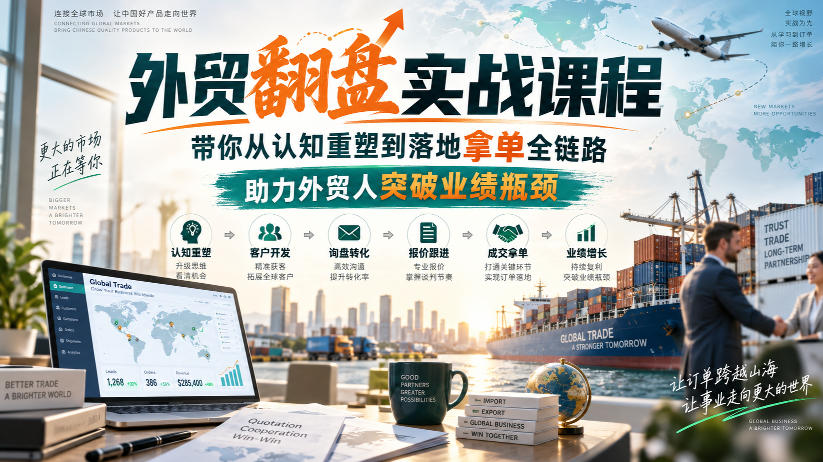 外贸翻盘实战课程,带你从认知重塑到落地拿单全链路,助力外贸人突破业绩瓶颈-旺仔资源库