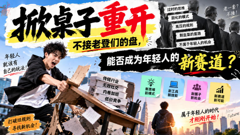 某公众号付费文章:掀桌子重开,不接老登们的盘,能否成为年轻人的新赛道?-旺仔资源库