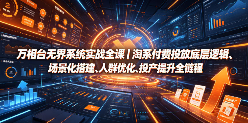万相台无界系统实战全课|淘系付费投放底层逻辑、场景化搭建、人群优化、投产提升全链路运营教程-旺仔资源库