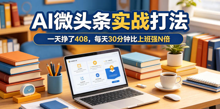 一天挣了408,AI微头条实战打法,每天30分钟比上班强N倍-旺仔资源库