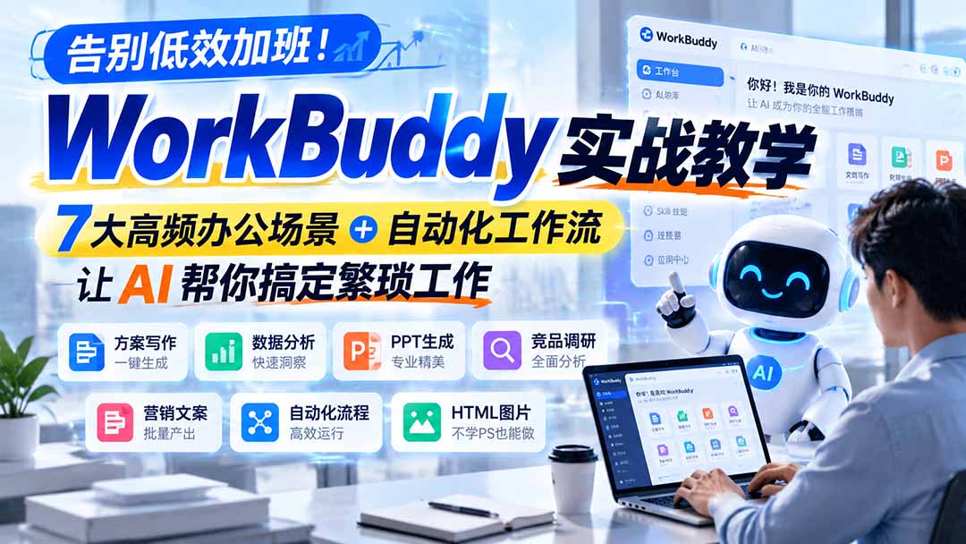 告别低效加班!WorkBuddy实战教学,7大高频办公场景+自动化工作流,让AI帮你搞定繁琐工作-旺仔资源库