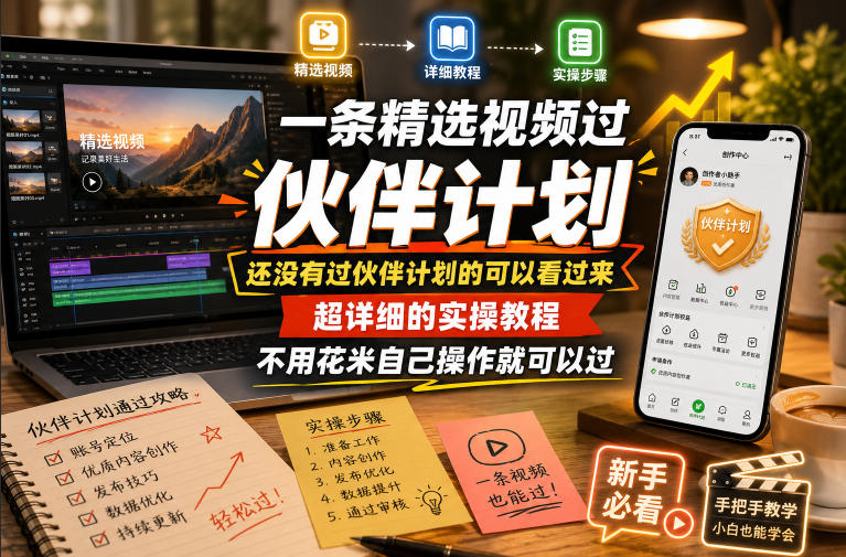 一条精选视频过伙伴计划,还没有过伙伴计划的可以看过来,超详细的实操教程,不用花米自己操作就可以过-旺仔资源库