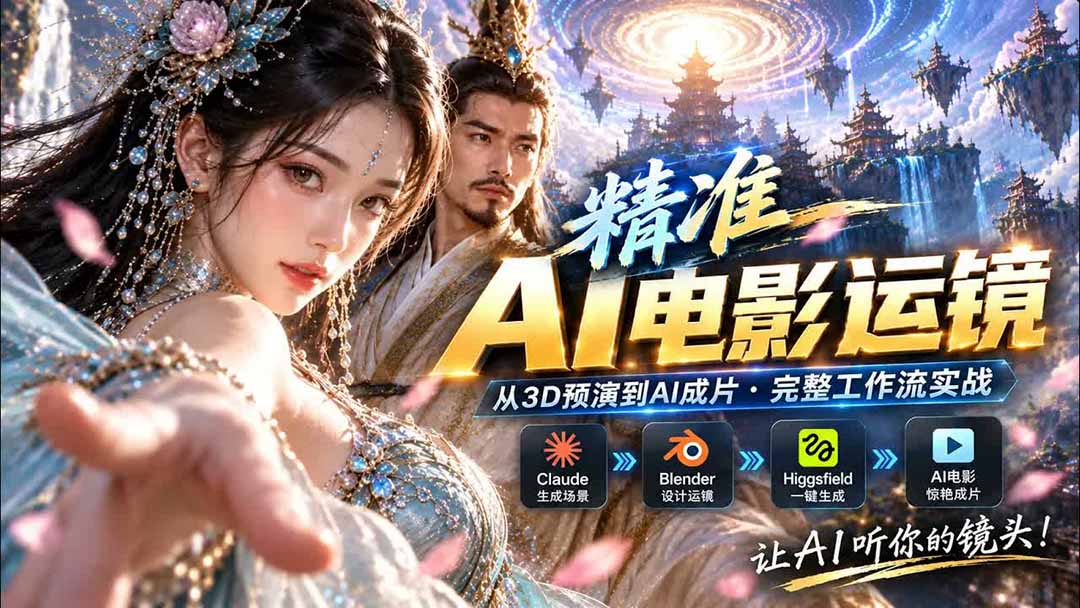 AI视频终于能精准运镜了！Claude + Blender + Higgsfield 免费插件实测-旺仔资源库