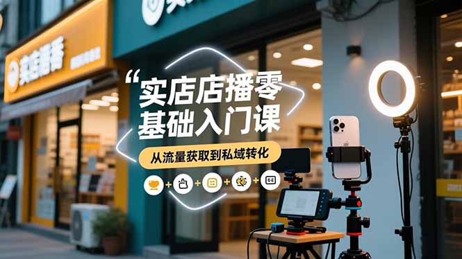 实体店播零基础入门课，实体店+短视频+直播+微信生态+私域社群，从流量获取到私域转化-旺仔资源库