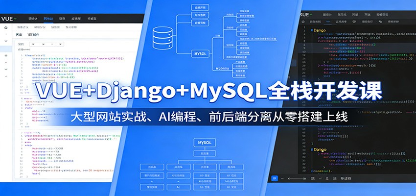 VUE+Django+MySQL全栈开发课：大型网站实战、AI编程、前后端分离从零搭建上线-旺仔资源库