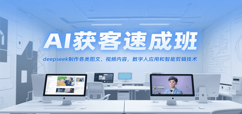 AI获客速成班，deepseek制作各类图文、视频内容，数字人应用和智能剪辑技术-旺仔资源库