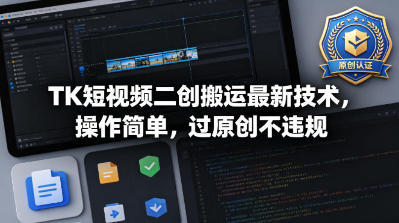 TK短视频二创搬运最新技术，操作简单，过原创不违规-旺仔资源库