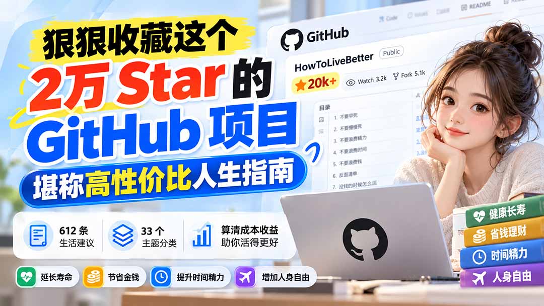 狠狠收藏这个 2 万 Star 的 GitHub 项目,堪称高性价比人生指南。-旺仔资源库