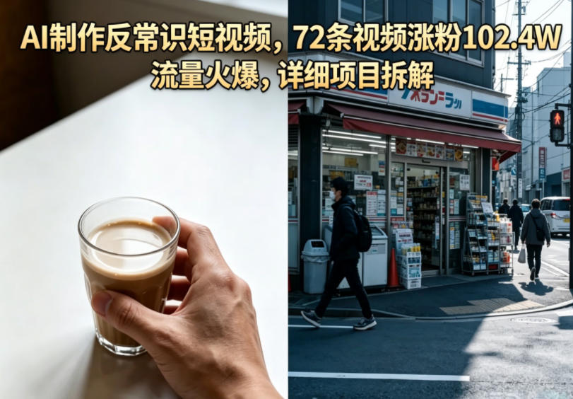 AI制作反常识短视频,72条视频涨粉102.4W,流量火爆,详细项目拆解-旺仔资源库