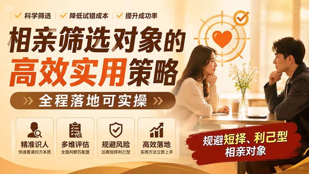 付费文章:相亲筛选对象的高效实用策略,全程落地可实操,规避短择、利己型相亲对象-旺仔资源库