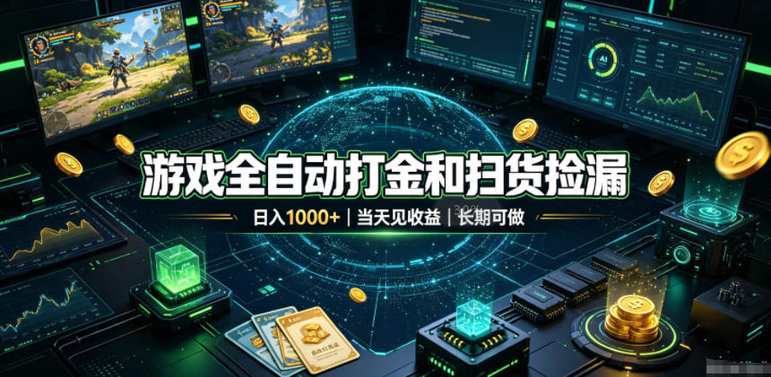 游戏全自动打金和扫货捡漏，日入1k+，当天见收益，长期可做！【揭秘】-旺仔资源库