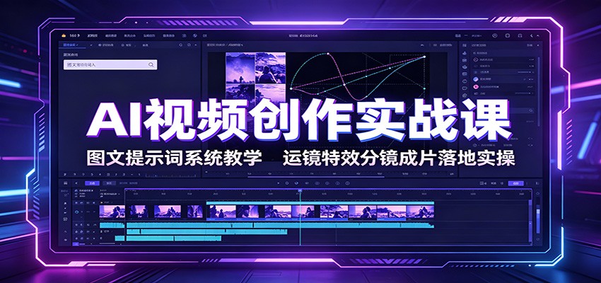 AI视频创作实战课：图文提示词系统教学，运镜特效分镜成片落地实操-旺仔资源库
