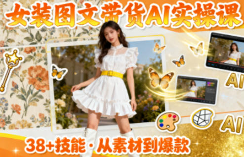 女装图文带货的AI实操课，覆盖38个实用技能，快速提升素材制作效率-旺仔资源库