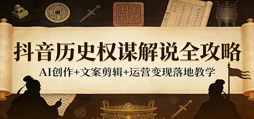 抖音历史权谋解说全攻略：AI创作+文案剪辑+运营变现落地教学-旺仔资源库