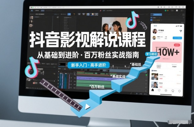 抖音百万粉丝影视解说课程，基础到进阶课，适合新手和进阶学习-旺仔资源库