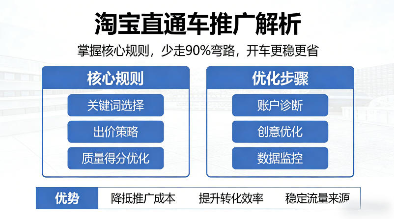 淘宝直通车推广解析,掌握核心规则,少走90%弯路,开车更稳更省-旺仔资源库