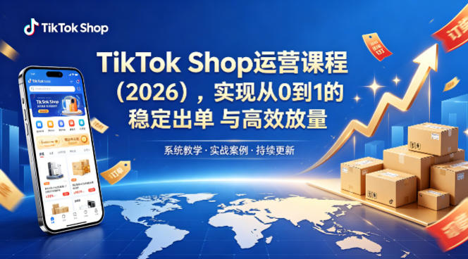 TikTok Shop运营课程(2026)，实现从0到1的稳定出单与高效放量-旺仔资源库