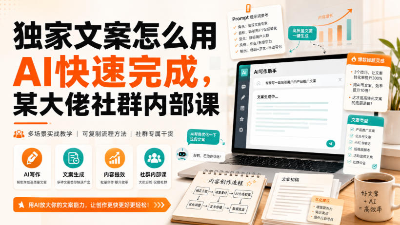 独家文案怎么用AI快速完成，某大佬社群内部课-旺仔资源库