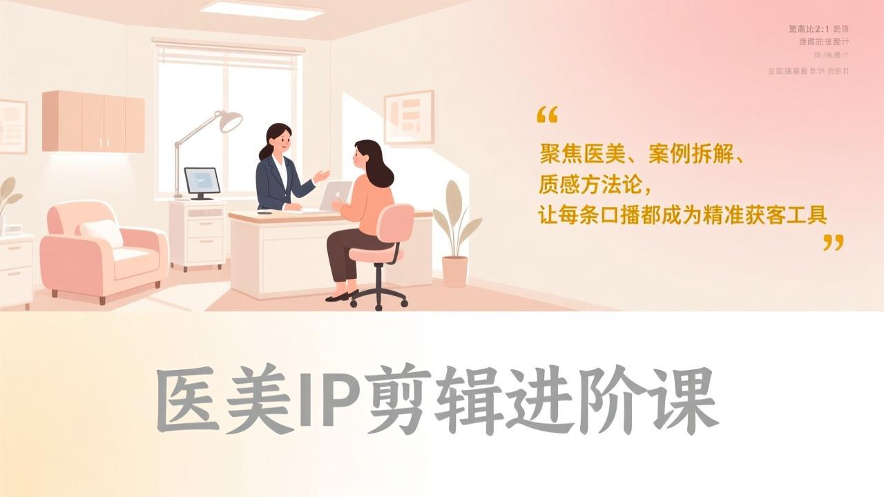 医美IP剪辑进阶课，聚焦医美、案例拆解、质感方法论，让每条口播都成为精准获客工具-旺仔资源库