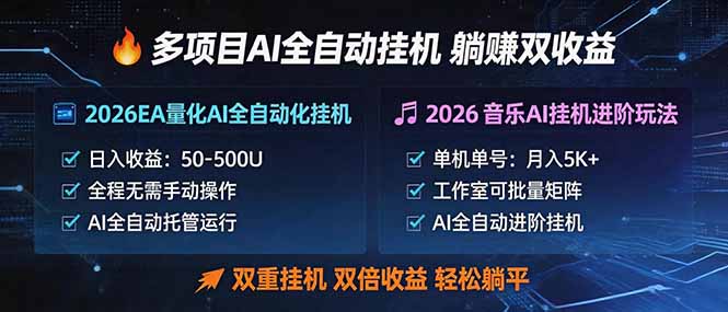 多项目AI自动挂机玩法：双重挂机，双倍收益，轻松躺平-旺仔资源库