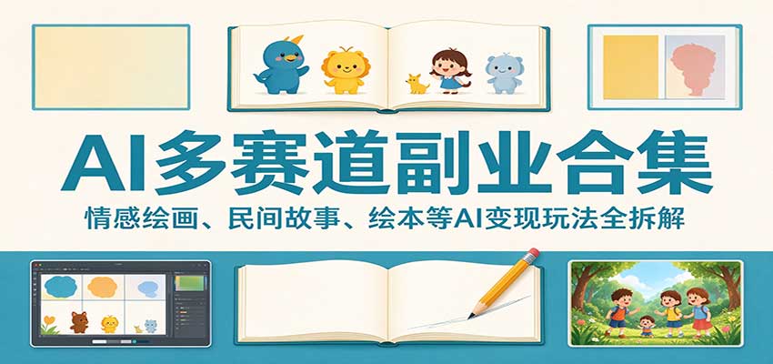 AI多赛道副业合集：情感绘画、民间故事、绘本等AI变现玩法全拆解-旺仔资源库