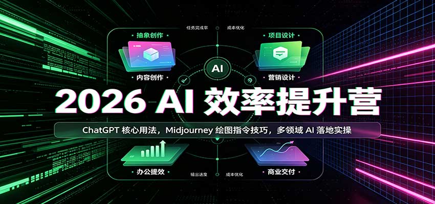 2026 AI效率提升营:ChatGPT核心用法,Midjourney绘图指令技巧,多领域AI落地实操-旺仔资源库