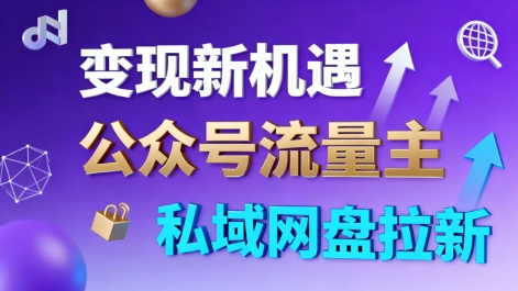 公众号流量主+私域网盘拉新,多方式变现,简单易上手,当天就有收益-旺仔资源库