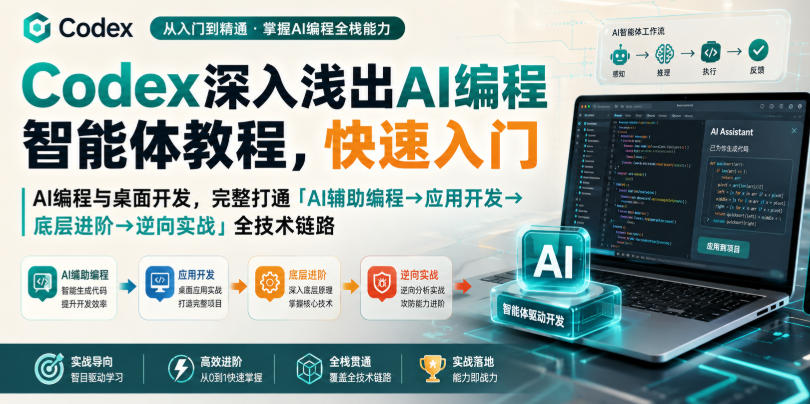 Codex深入浅出AI编程智能体教程，快速入门AI编程与桌面开发，打通「AI辅助编程→应用开发→底层进阶→逆向实战」全技术链路-旺仔资源库