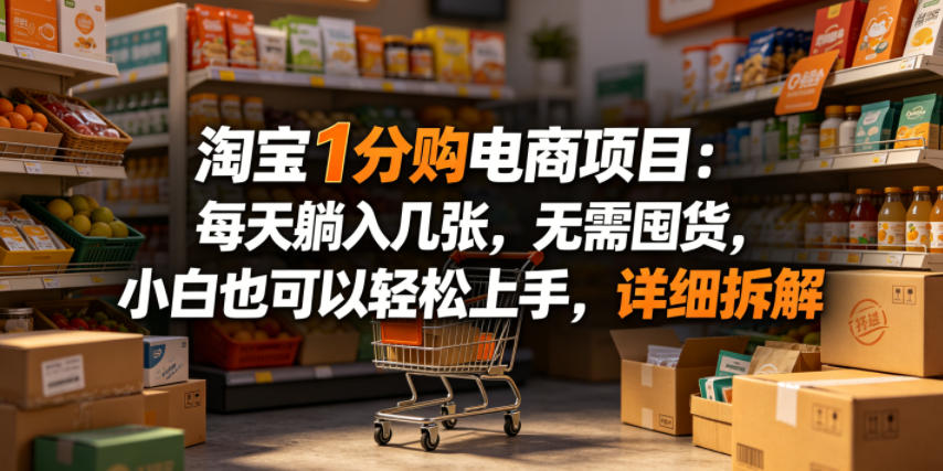 淘宝1分购电商项目：每天躺入几张，无需囤货，小白也可以轻松上手，详细拆解-旺仔资源库