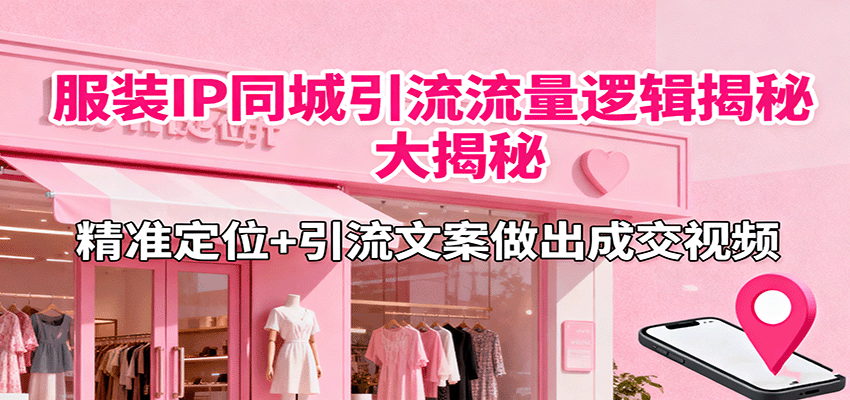 服装IP同城引流流量逻辑大揭秘，精准定位+引流文案做出成交视频-旺仔资源库