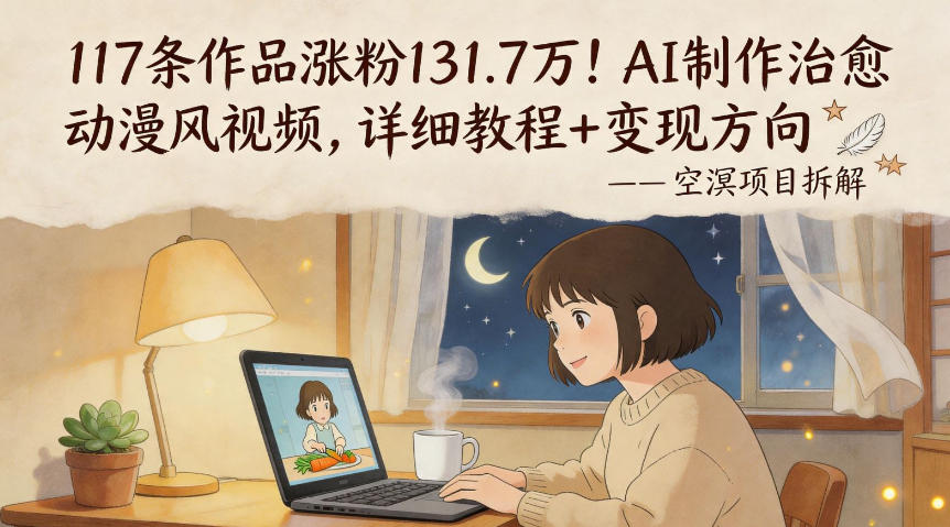 117条作品涨粉131.7W！AI制作治愈动漫风视频，详细教程+变现方向-旺仔资源库