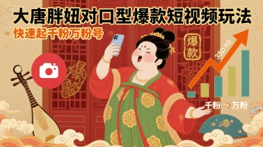 大唐胖妞对口型爆款短视频玩法，快速起千粉万粉号-旺仔资源库