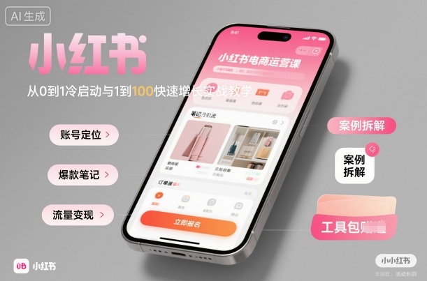 小红书电商运营课：从0到1冷启动与1到100快速增长实战教学-旺仔资源库