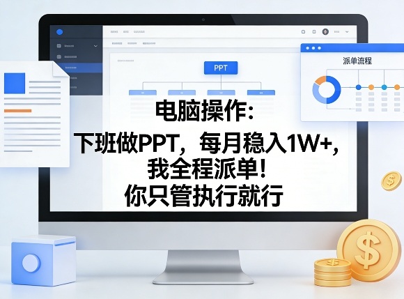 电脑操作：下班做PPT，每月稳入1W+，我全程派单！你只管执行就行【揭秘】-旺仔资源库
