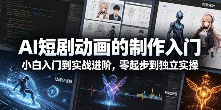 AI短剧动画的制作入门，小白入门到实战进阶，零起步到独立实操-旺仔资源库