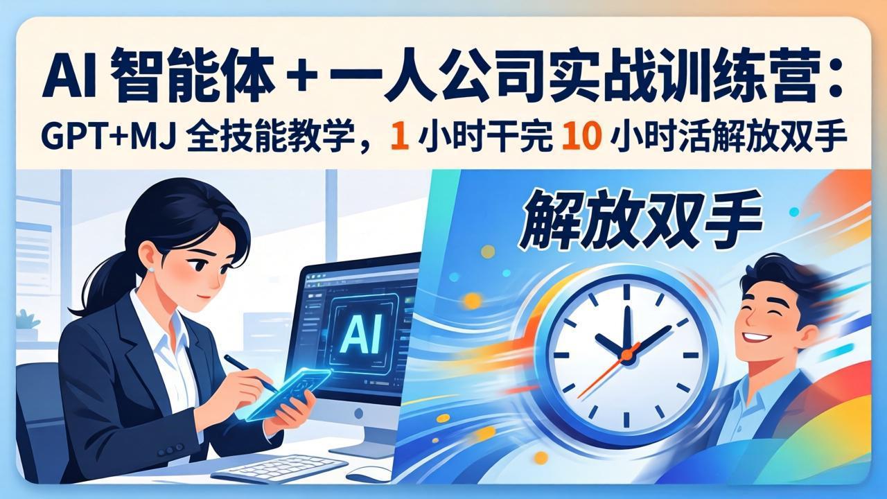 AI 智能体 + 一人公司实战训练营：GPT+MJ 全技能教学，1 小时干完 10 小时活解放双手-旺仔资源库