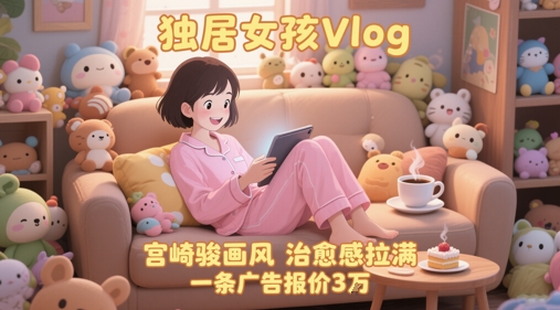 单个账号涨粉71W！用AI制作独居女孩Vlog，宫崎骏画风，治愈感拉满，一条广告报价3W-旺仔资源库