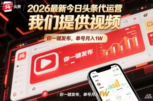 今日头条躺賺模式,你9我1,操作简单,一键发布,单机日入数百,长期合作【揭秘】-旺仔资源库