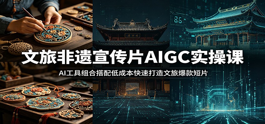 文旅非遗宣传片AIGC实操课：AI工具组合搭配低成本快速打造文旅爆款短片-旺仔资源库