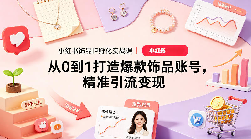 小红书饰品IP孵化实战课｜从0到1打造爆款饰品账号，精准引流变现-旺仔资源库