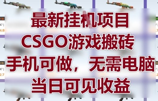 最新挂G项目，CSGO游戏搬砖，手机可做，无需电脑，当日见收益【揭秘】-旺仔资源库