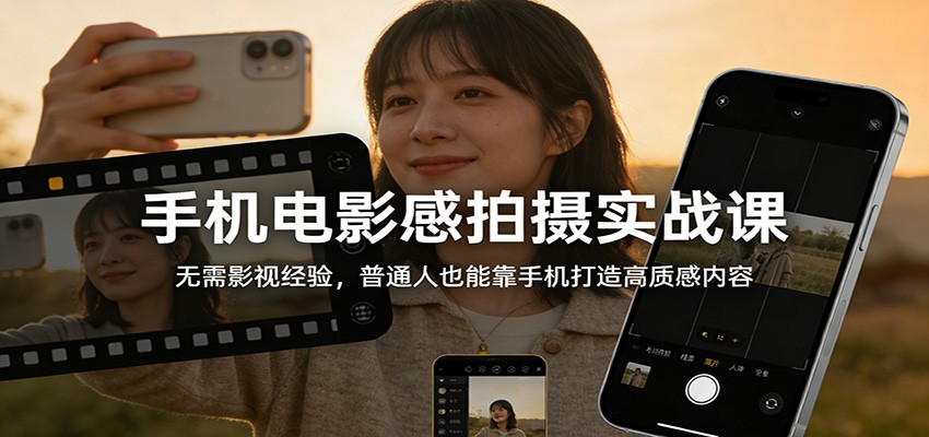 手机电影感拍摄实战课：无需影视经验，普通人也能靠手机打造高质感内容-旺仔资源库