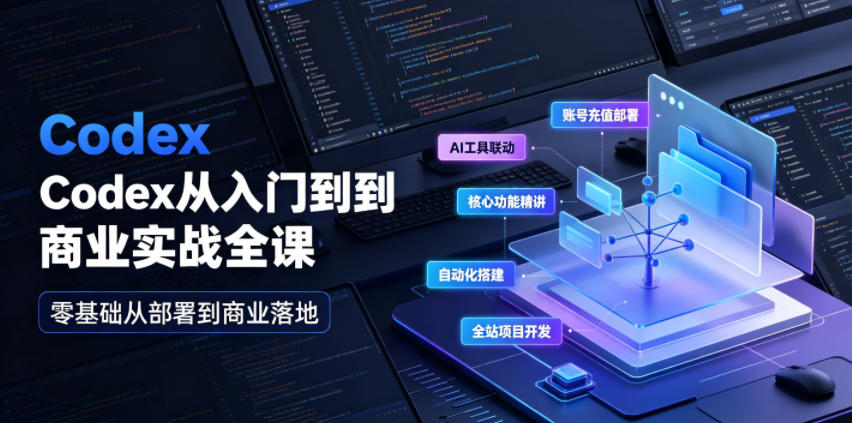 Codex从入门到商业实战全课|账号充值部署、AI工具联动、核心功能精讲、自动化搭建、全站项目开发零基础教程-旺仔资源库