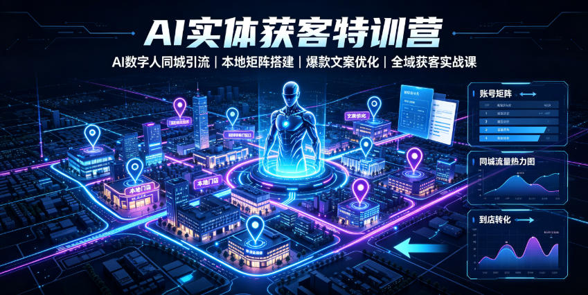 AI实体获客特训营|AI数字人同城引流、本地矩阵搭建、爆款文案优化全域获客实战课-旺仔资源库