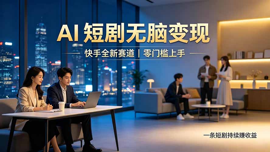 别乱找副业了，快手 AI 短剧零门槛长久被动增收-旺仔资源库